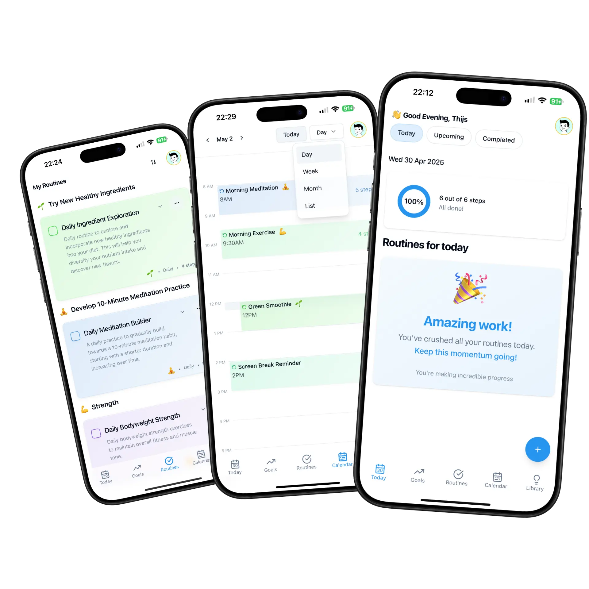 ProgressMade.ai mobile app interface showing health tracking and wellness features